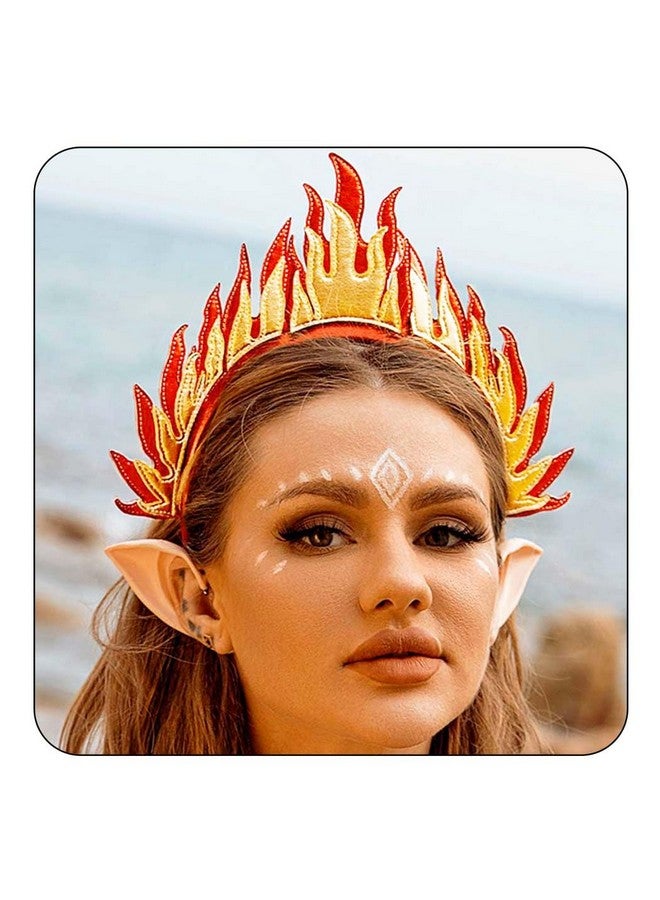 CASDRE Flame Headband Gold Red Fire Flame Headpiece Hair Hoop Halloween Party Rave Festival Hair Accessories For Women And Girls - Image 1