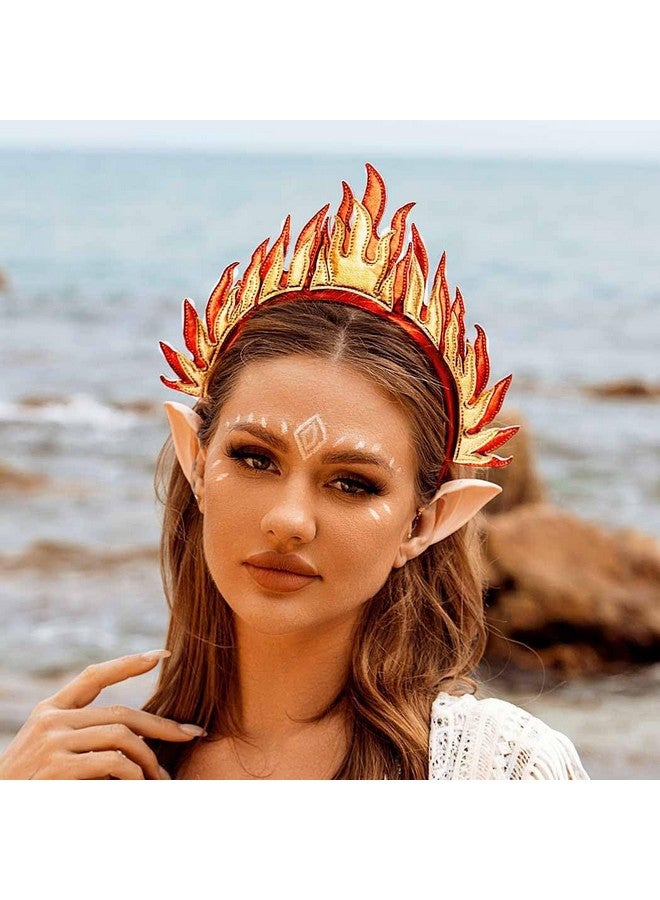 CASDRE Flame Headband Gold Red Fire Flame Headpiece Hair Hoop Halloween Party Rave Festival Hair Accessories For Women And Girls - Image 3