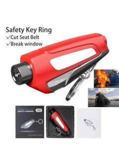 Furtey 1-Piece Safety Car Key Ring Red Color Latest Upgrade Version Multifuctional Car Key Chain Emergency Car Escape Seat Belt Cutter Car Window Breaker  - Image 1