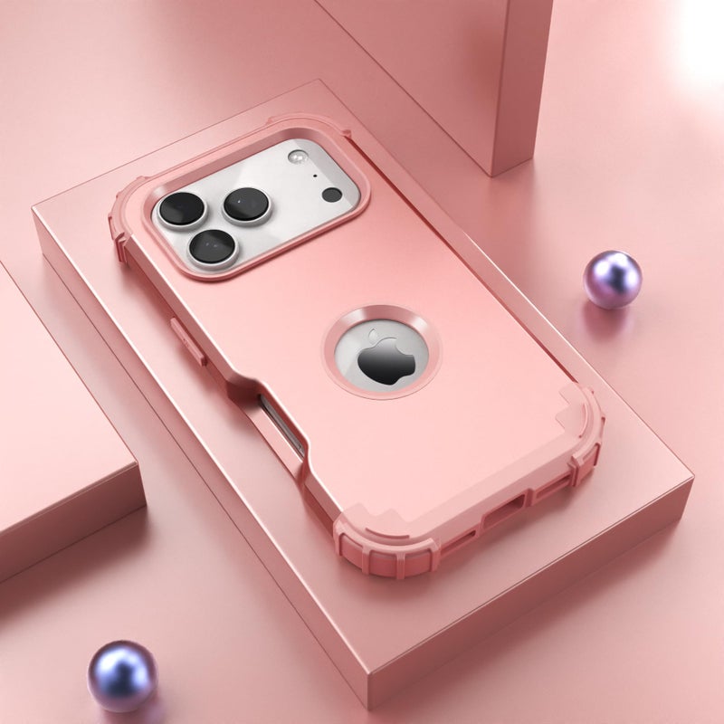 IDweel for iPhone 17 Pro Max Case with Screen Protector for Women, 3 in 1 Shockproof Slim Fit Hybrid Heavy Duty Hard PC Cover Soft Silicone Bumper Full Body Anti-Fingerprint Case, Rose Gold - Image 3