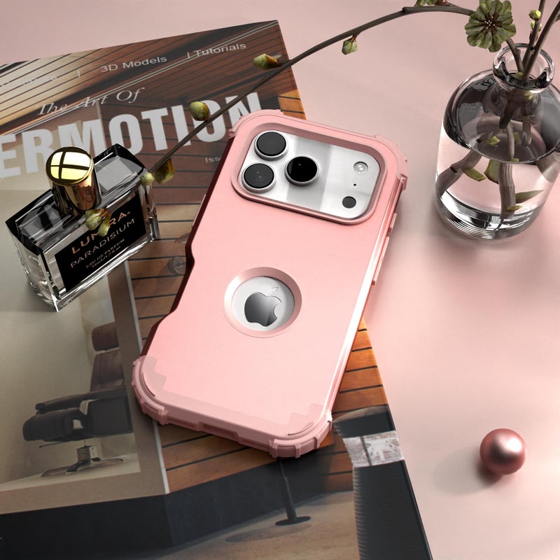 IDweel for iPhone 17 Pro Max Case with Screen Protector for Women, 3 in 1 Shockproof Slim Fit Hybrid Heavy Duty Hard PC Cover Soft Silicone Bumper Full Body Anti-Fingerprint Case, Rose Gold - Image 4