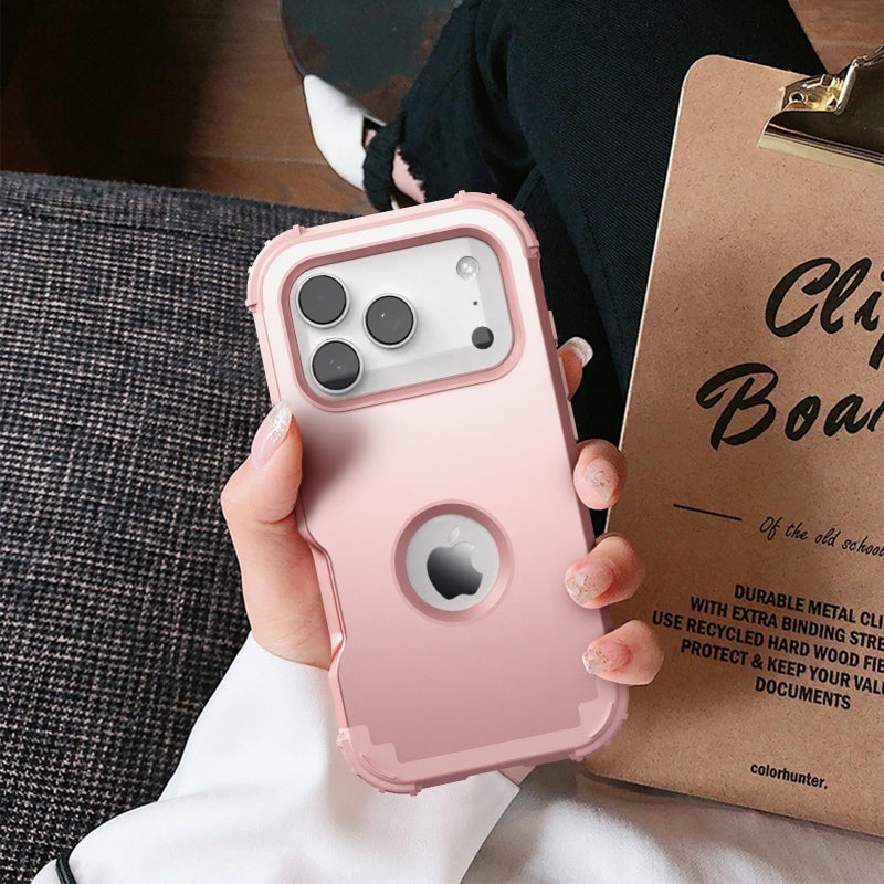 IDweel for iPhone 17 Pro Max Case with Screen Protector for Women, 3 in 1 Shockproof Slim Fit Hybrid Heavy Duty Hard PC Cover Soft Silicone Bumper Full Body Anti-Fingerprint Case, Rose Gold - Image 5