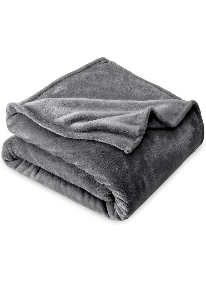 Bare Home Bare Home Fleece Blanket - Twin/Twin Extra Long Blanket - Grey - Lightweight Blanket for Bed, Sofa, Couch, Camping, and Travel - Microplush - Ultra Soft Warm Blanket  - Image 1