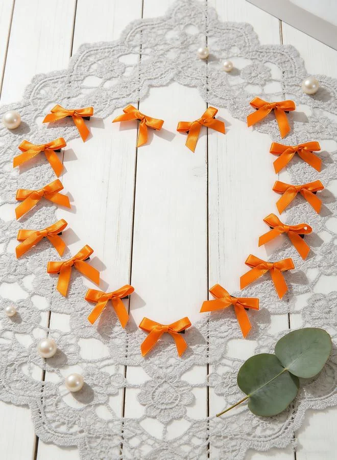 Take Two Pack of 15 - Embellished Orange Bow Hair Clips