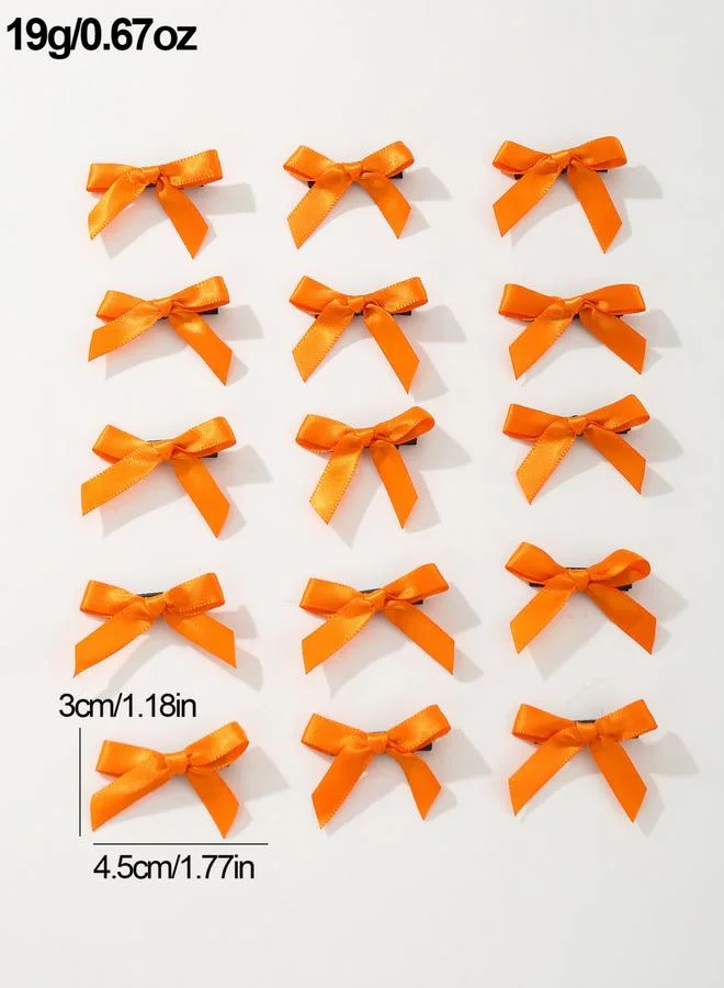 Take Two  Pack of 15 - Embellished Orange Bow Hair Clips for Women | Best Price UAE