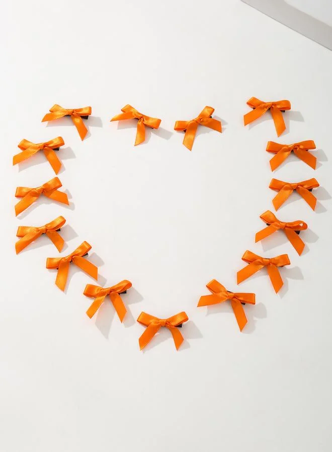 Take Two Pack of 15 - Embellished Orange Bow Hair Clips