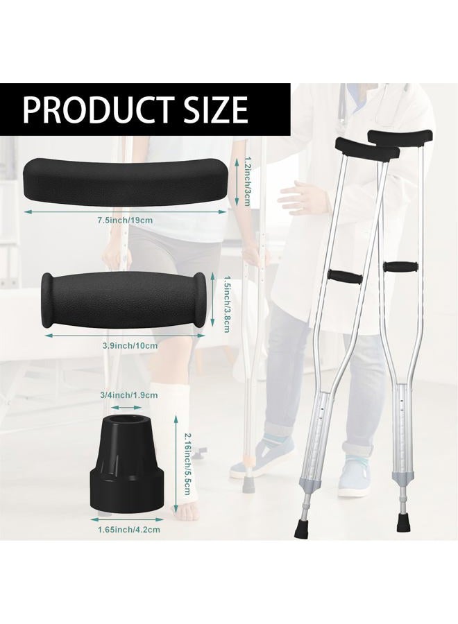 ZIYIZE Crutch Padding and Crutches Accessories, Comfort Padding for Armpits and Hand Grips with Replacement Tips, Fits Standard Aluminum Crutches 6 Pcs(Black) - Image 2
