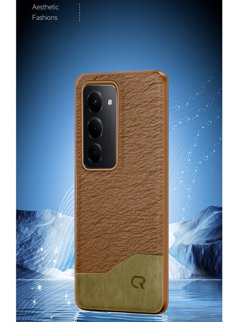 Wtech Xiaomi Redmi 15 5G 2025 Premium PU Leather Shockproof Soft Rubber Case Cover (MCFLSN) - Brown - Image 4
