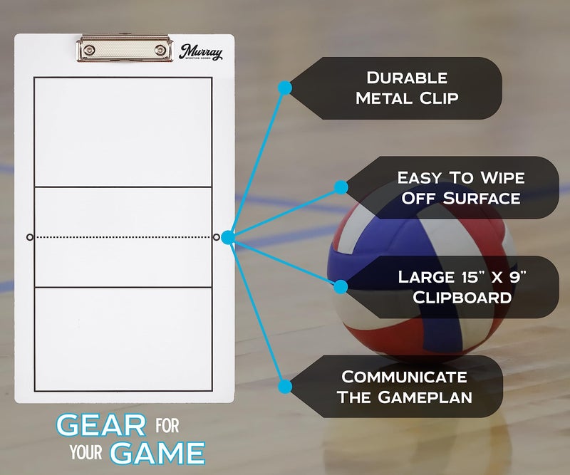 Murray Sporting Goods Dry Erase Coaches Clipboard | Double-Sided Dry Erase White Board (Volleyball) - Image 2