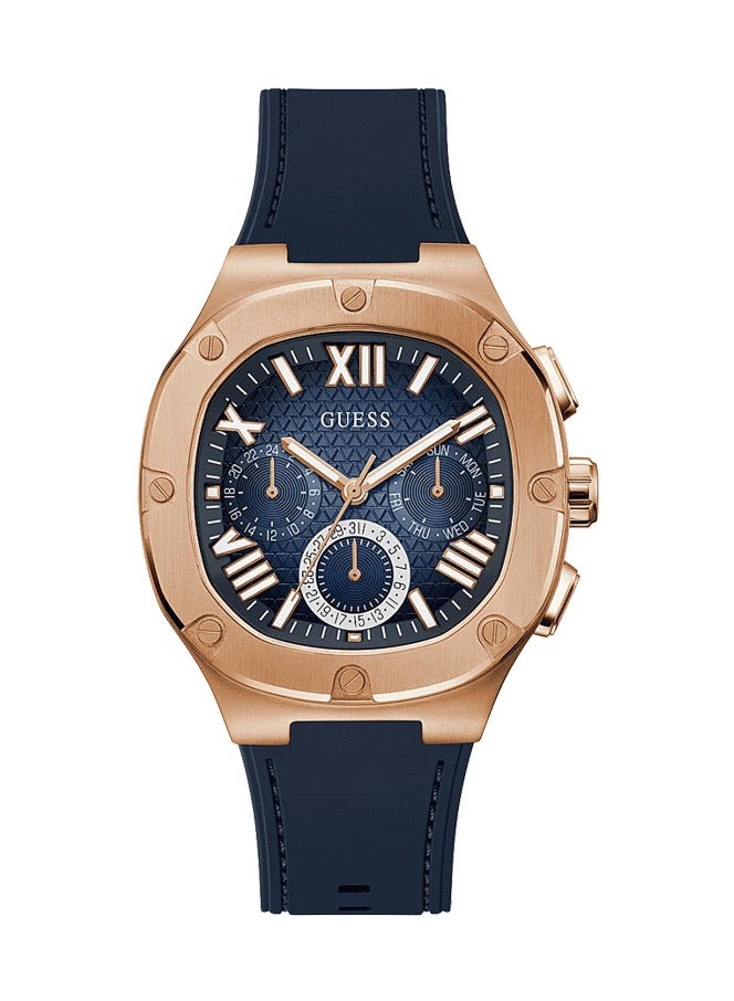 Guess Mens Blue Rose Gold Tone Multi-function Watch GW0571G2 - Image 1