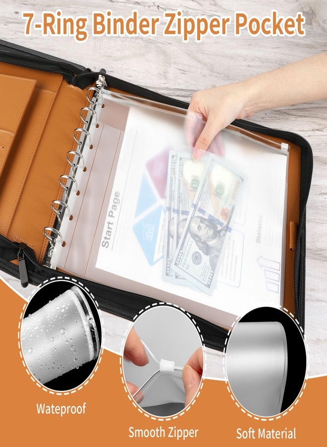 Smarpau Business Checkbook Binder 7 Ring, PU Leather Check Binder Holds 600 Checks Capacity, Executive Office Business Checkbook with Zipper Pouch for 9 × 13 Inch Sheets, Brown - Image 5