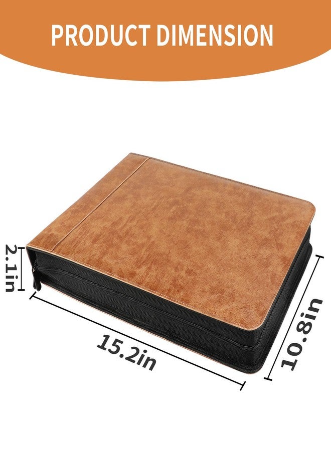 Smarpau Business Checkbook Binder 7 Ring, PU Leather Check Binder Holds 600 Checks Capacity, Executive Office Business Checkbook with Zipper Pouch for 9 × 13 Inch Sheets, Brown - Image 2