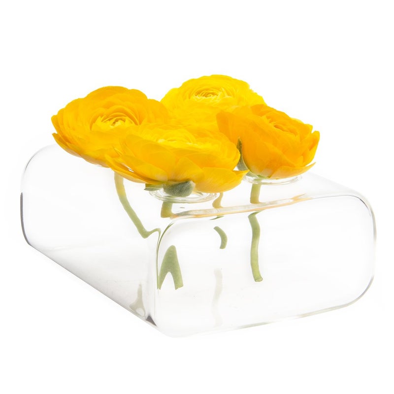 Chive ‘Hudson 2 Flute’ Flower Vase — Beautiful Small 4-Hole Multi-Chambered Clear Glass Bud Vase — Perfect Flower Vases for Centerpieces, Wedding Decorations and Living Room Decor - Image 5