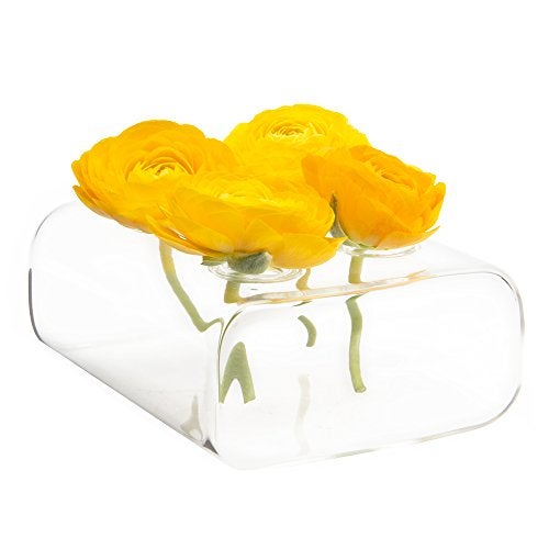 Chive ‘Hudson 2 Flute’ Flower Vase — Beautiful Small 4-Hole Multi-Chambered Clear Glass Bud Vase — Perfect Flower Vases for Centerpieces, Wedding Decorations and Living Room Decor - Image 1