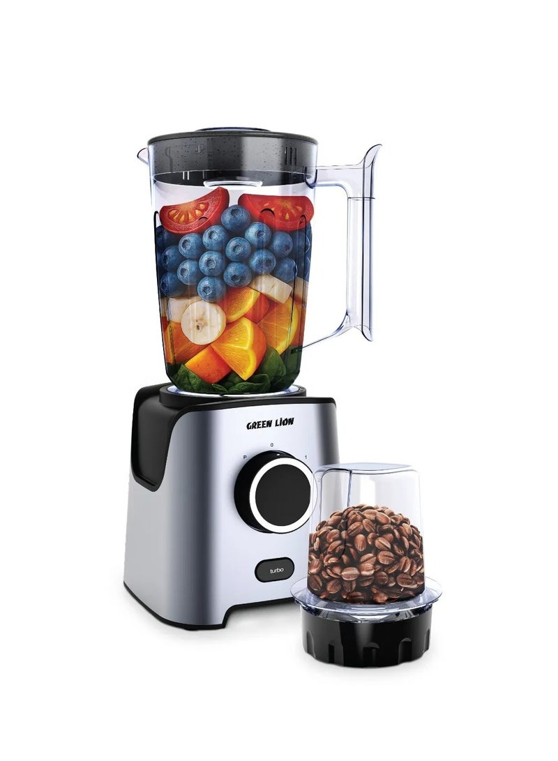 GREEN LION Jet Blend Pro Juice Blender 650W / Blender with Grind mills / Juicer Blender Capacity 1.8L/ Smoothie Maker Blade 6-Leaf / High RPM Speed 19000 / Mixer with 2 Speed - Gray - Image 1