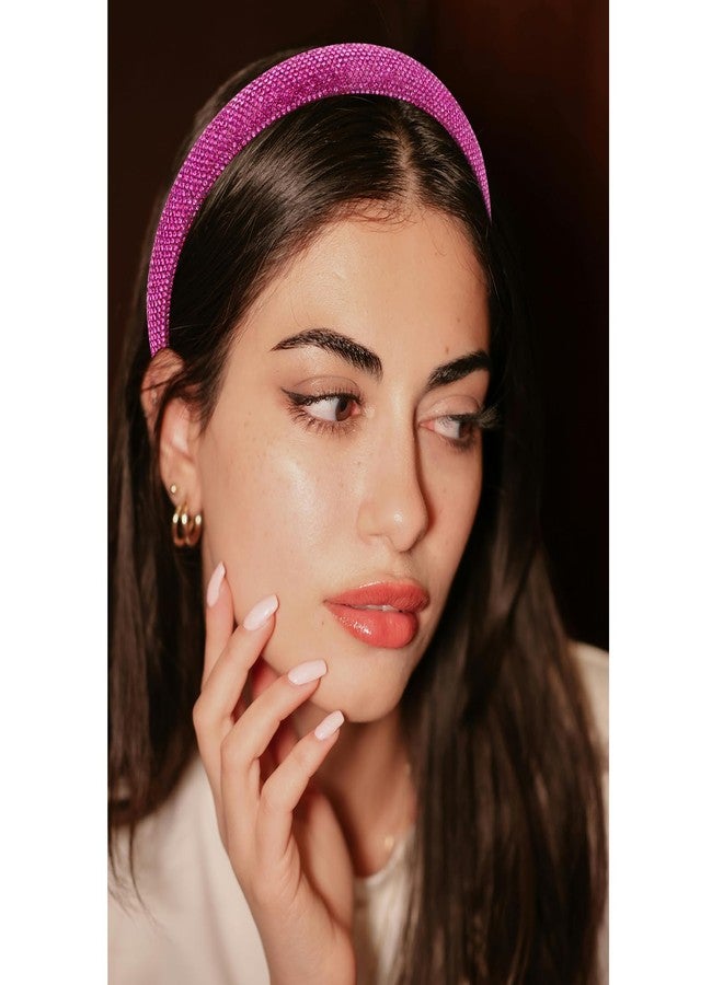 أماريفير طوق رأس مرصع بأحجار الراين باللون الوردي الفاتح من أماريفير للنساء، طوق رأس لامع براق، طوق شعر مطرز بالخرز مقاس 1 بوصة للفتيات، حلقات شعر مرصعة بالجواهر، إكسسوارات شعر عصرية للنساء والفتيات - Image 5