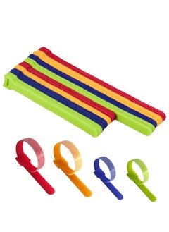 80 Pcs Reusable Fastening Cable Ties, Multi Purpose Hook Loop Cable Straps Wire Ties Management, Adjustable Multicoloured Cords Organizer for Computer, Laptop, TV, Electronics