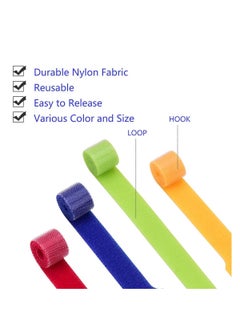 SYOSI 80 Pcs Reusable Fastening Cable Ties, Multi Purpose Hook Loop Cable Straps Wire Ties Management, Adjustable Multicoloured Cords Organizer for Computer, Laptop, TV, Electronics  - Image 5
