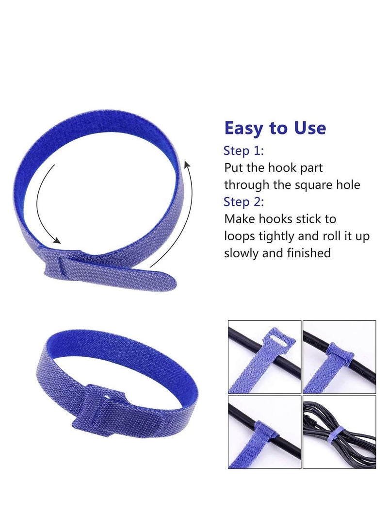SYOSI - 80 Pcs Reusable Fastening Cable Ties, Multi Purpose Hook Loop Cable Straps Wire Ties Management, Adjustable Multicoloured Cords Organizer for Computer, Laptop, TV, Electronics - Image 1