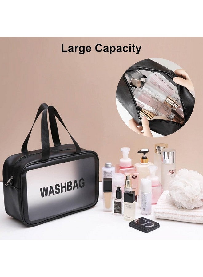 SPRSE Makeup Pouch Travel Toiletry Bag for Women Travel Pouch Cosmetic Makeup Bag Transparent Pouches for Women (Black (Set of 3)) - Image 3