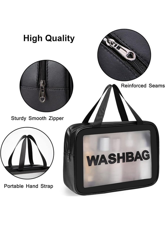 SPRSE Makeup Pouch Travel Toiletry Bag for Women Travel Pouch Cosmetic Makeup Bag Transparent Pouches for Women (Black (Set of 3)) - Image 5