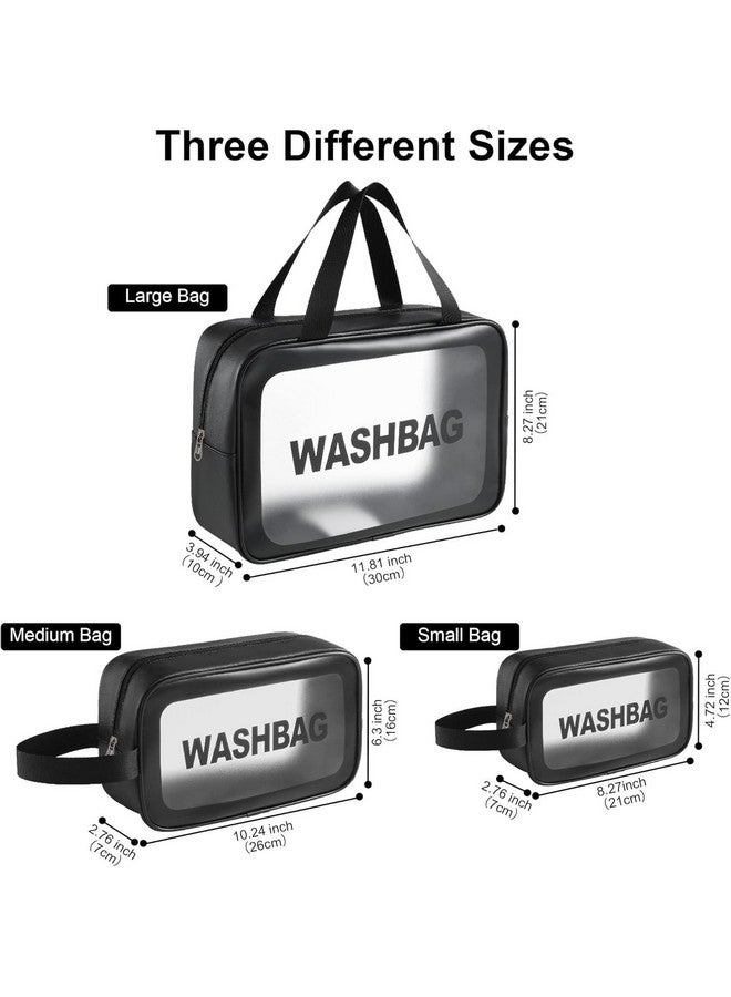 SPRSE Makeup Pouch Travel Toiletry Bag for Women Travel Pouch Cosmetic Makeup Bag Transparent Pouches for Women (Black (Set of 3)) - Image 2