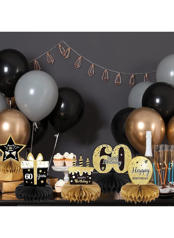 Tevxj 9 Pieces 60th Birthday Decoration 60th Birthday Centerpieces for Tables Decorations Cheers to 60 Years Honeycomb Table Topper for Men and Women Sixty Years Birthday Party Decoration Supplies(60th) - Image 2