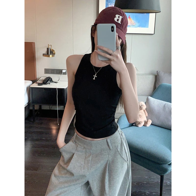 Women's Ruched Waist Racerback Sleeveless Tank Top for Summer Layering - Image 5