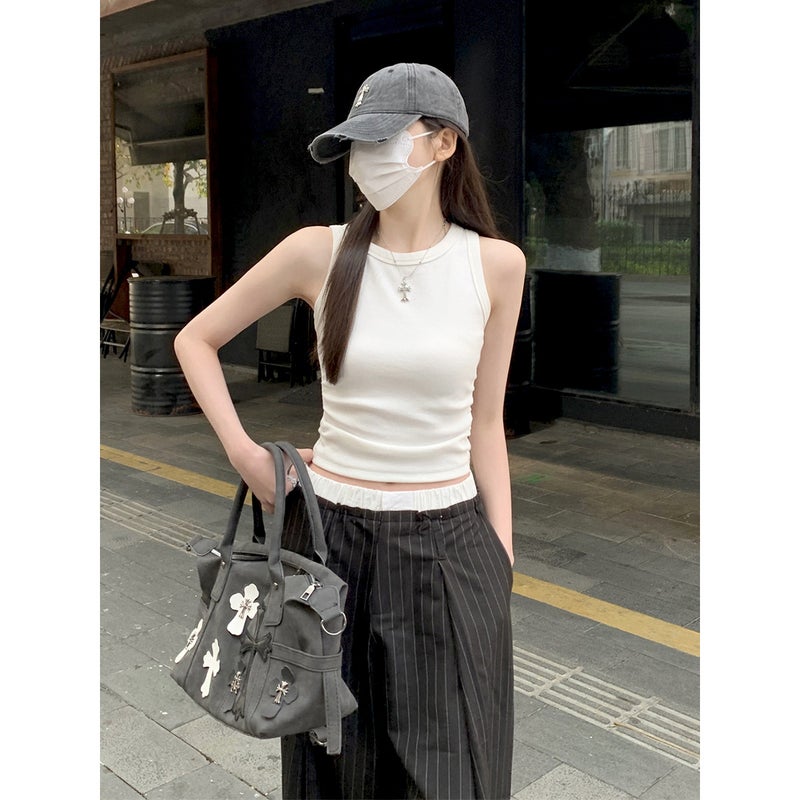 Women's Ruched Waist Racerback Sleeveless Tank Top for Summer Layering - Image 2