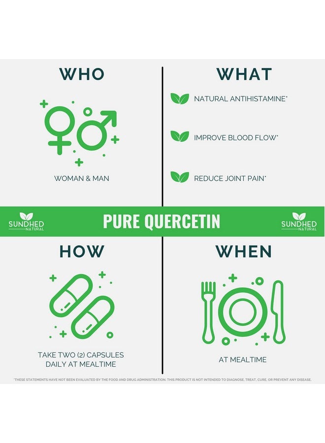 Sundhed Natural Pure Quercetin with Bromelain and Bioperine - Antioxidant Support, Extra Strong Formula with 1000mg, 1-Month Supply - Image 2