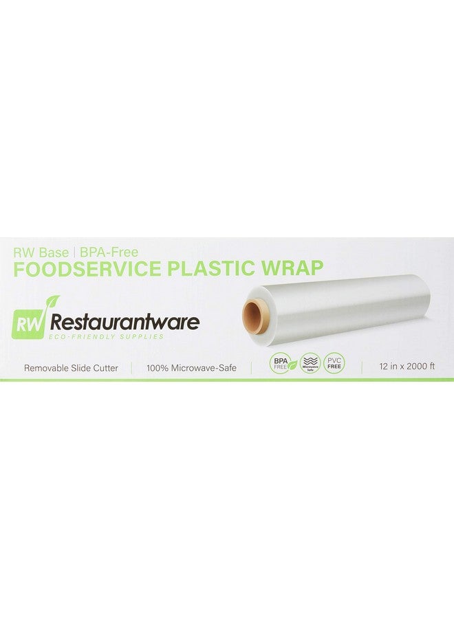 ريستورنت وير غلاف بلاستيكي شفاف من Restaurantware RW Base مقاس 12 بوصة × 2000 قدم، لفة واحدة، غلاف بلاستيكي شفاف قابل للاستخدام في الميكروويف - مع قاطع منزلق قابل للإزالة، غلاف بلاستيكي شفاف لتغليف الطعام يغلق بإحكام ويحافظ على الطعام طازجًا  - Image 1