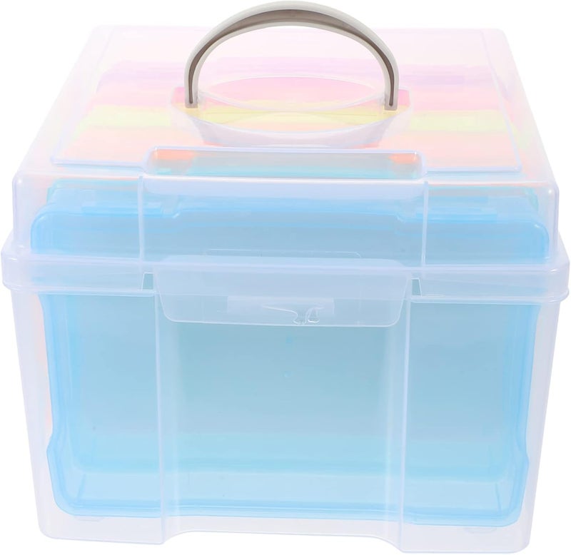 SECFOU 1set Photo Storage Box Multi-function Organizer Compartments for Pictures Craft Supplies and Accessories Portable Compact Design for Use - Image 1