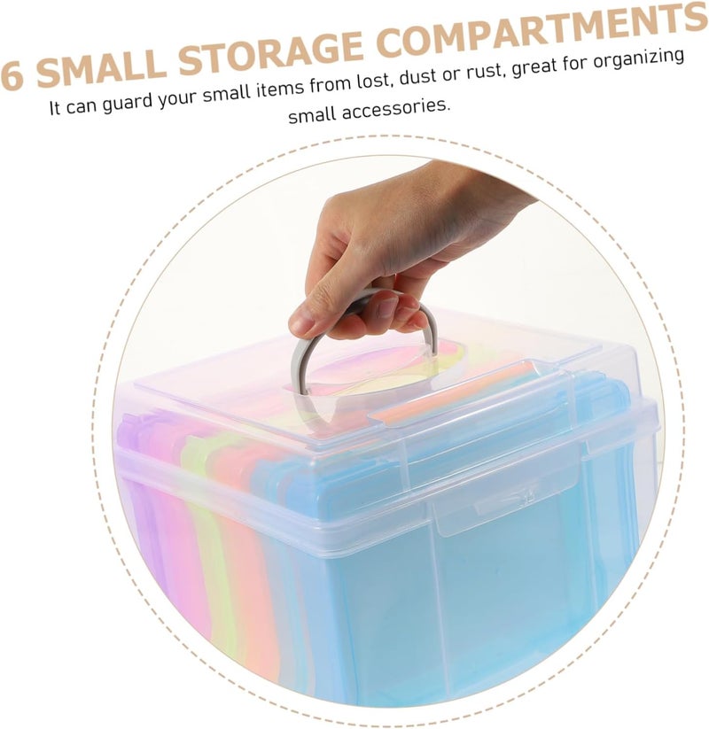 SECFOU 1set Photo Storage Box Multi-function Organizer Compartments for Pictures Craft Supplies and Accessories Portable Compact Design for Use - Image 4