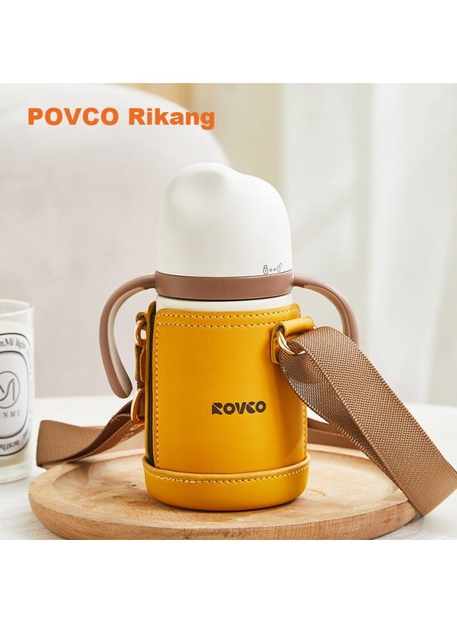 Rikang Children's Insulated Cup, Water Bottle, 316 Stainless Steel Straw, Portable Student Water Bottle, B4022-1 Brown, 260ml - Image 1