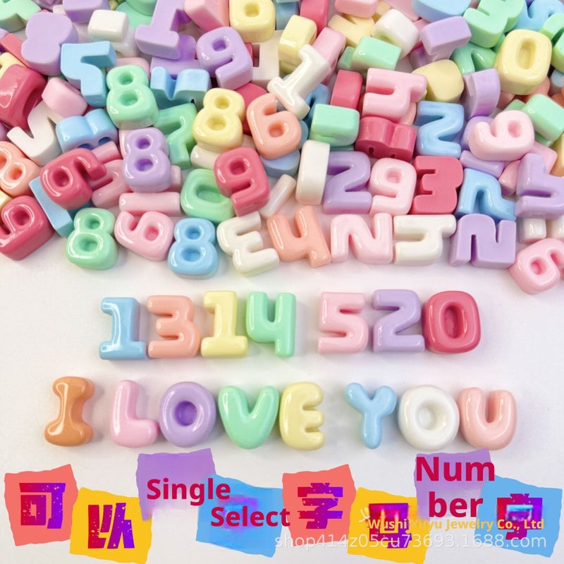 DIY Macaron Color Letter & Number Beads for Jewelry Making - Image 1