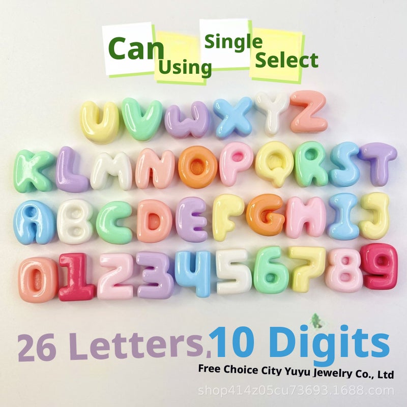 DIY Macaron Color Letter & Number Beads for Jewelry Making - Image 2