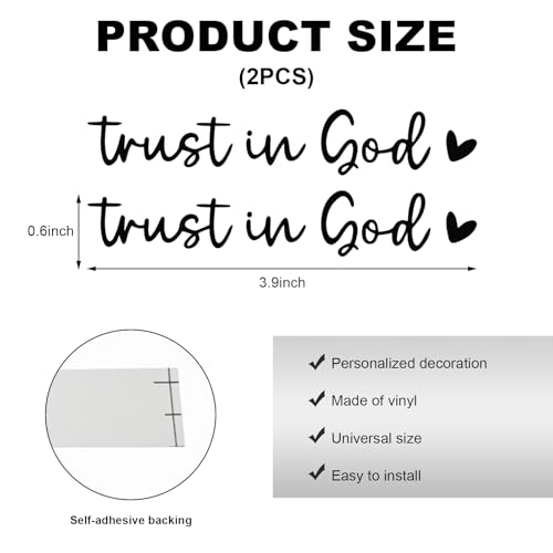 DXNQ 2 PCS Trust in God Rearview Mirror Decals, Automotive Vinyl Rear View Mirror Decorative Stickers, Waterproof Trust in God Stickers for Car Truck Laptop, Car Accessories (Black) - Image 2