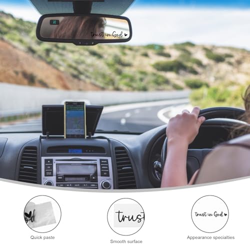 DXNQ 2 PCS Trust in God Rearview Mirror Decals, Automotive Vinyl Rear View Mirror Decorative Stickers, Waterproof Trust in God Stickers for Car Truck Laptop, Car Accessories (Black) - Image 3