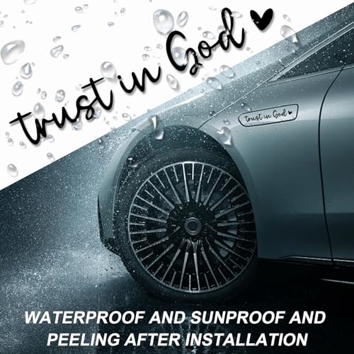 DXNQ 2 PCS Trust in God Rearview Mirror Decals, Automotive Vinyl Rear View Mirror Decorative Stickers, Waterproof Trust in God Stickers for Car Truck Laptop, Car Accessories (Black) - Image 4