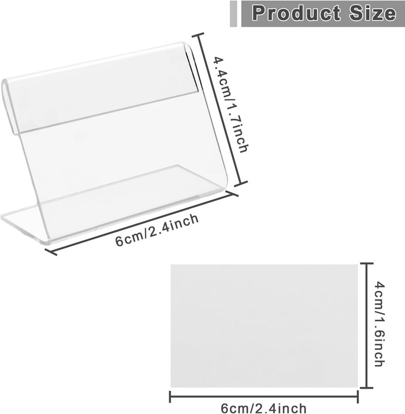 60 Pcs 1.5"" x 2.4"" Acrylic Sign Holder, Clear Mini Acrylic Sign Display Holder, L-Shape Price Sign Stands Counter Top Stand for Office, Store, Restaurant, Transparent - Image 2