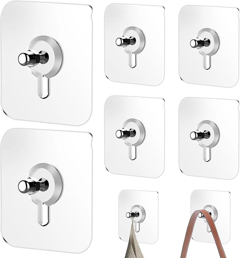 خطافات حائط لاصقة ثقيلة مطلي بالحديد 6 قطع قابلة لإعادة الاستخدام مقاومة للماء بدون حفر - Image 1