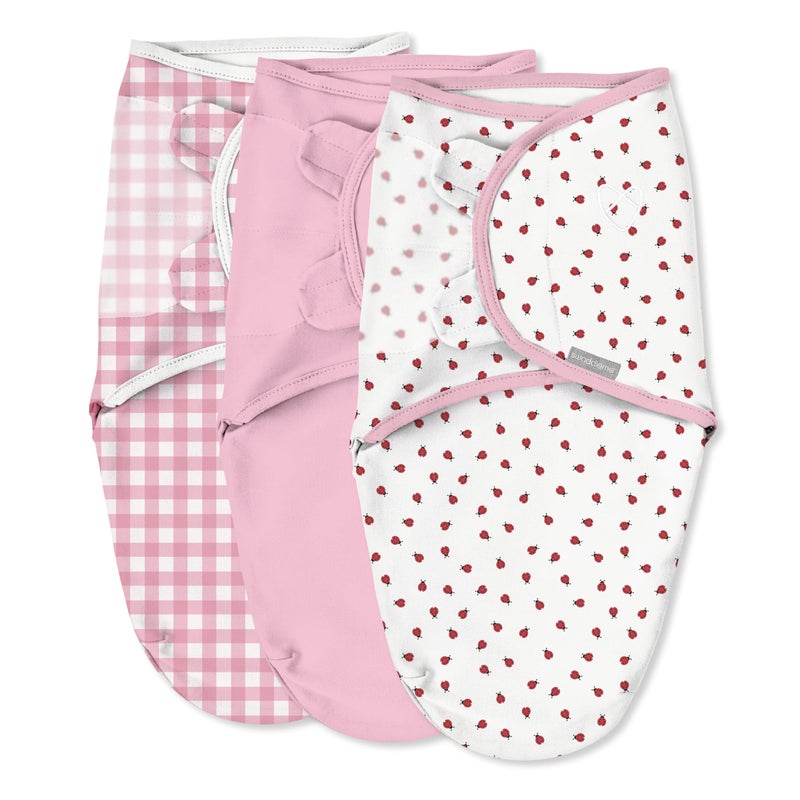 SwaddleMe by Ingenuity Original Swaddle 100 Cotton Improves Sleep Calms Startle Reflex 03 Months 10 TOG 3Pack Baby Swaddle Blanket Lady Bug Picnic