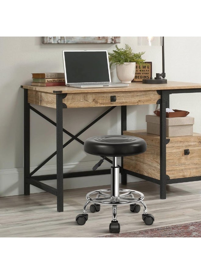 جوي لينك كرسي دوار جلدي مستدير مستدير، دوّار سلس بزاوية 360 درجة، قابل لتعديل الارتفاع، كرسي منجد بتصميم بسيط مع بكرة مسند للقدمين، كرسي فردي للاستخدام المنزلي والترفيهي، صالونات التجميل، المختبرات - Image 5