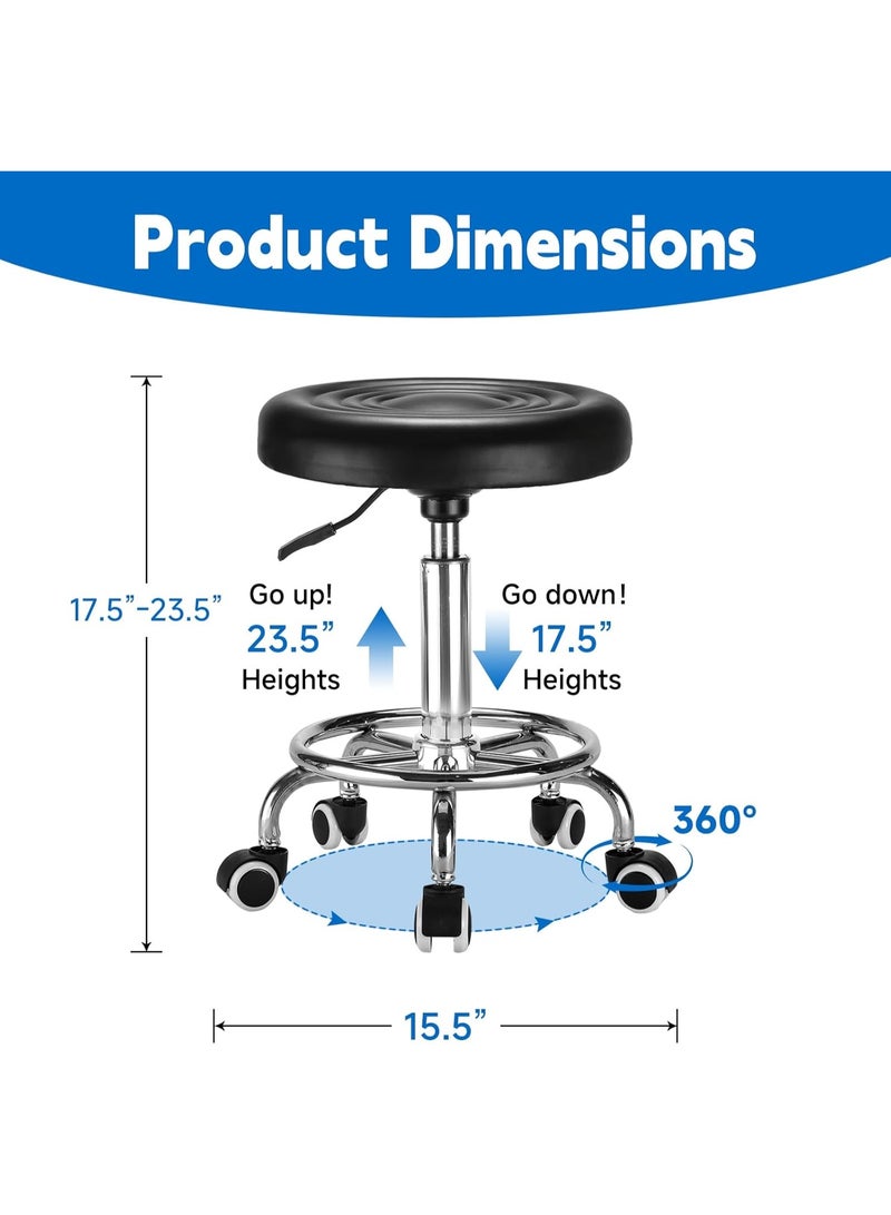 جوي لينك كرسي دوار جلدي مستدير مستدير، دوّار سلس بزاوية 360 درجة، قابل لتعديل الارتفاع، كرسي منجد بتصميم بسيط مع بكرة مسند للقدمين، كرسي فردي للاستخدام المنزلي والترفيهي، صالونات التجميل، المختبرات - Image 3