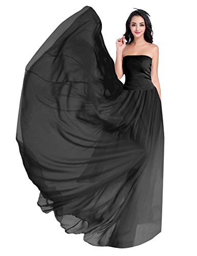 v28 Womens Maxi Midi White Flowy Long Black Summer Plus Size Sheer Chiffon Skirt (XS,Black) - Image 3