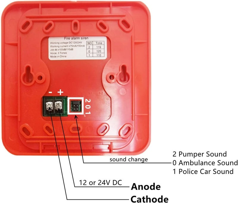 LED Fire Alarm Strobe Light, Red Emergency Warning Siren with Visual Indicator, Wall Mount Security Alert System
