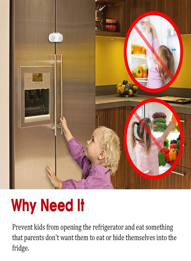 EUDEMON Baby Safety French Fridge Door Lock Freezer Refrigerator Lock Cabinet Cupboard Lock for Childproof & Pet Proofing Easy to Install no Tools Need or Drill (1 Pack,White) - Image 2