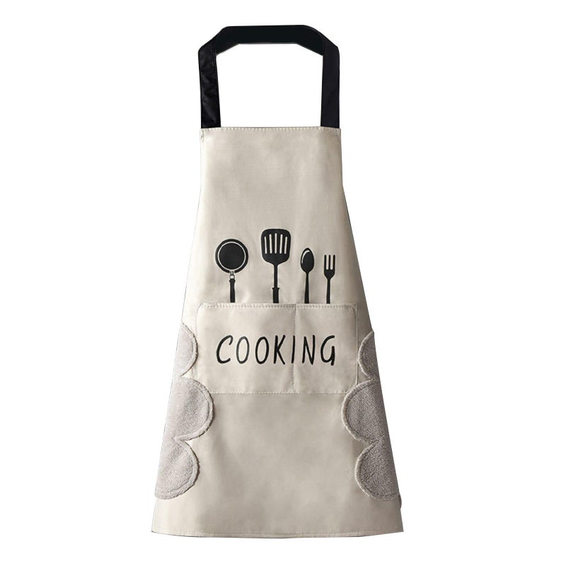 DILLMAN Women Kitchen Apron with Hand Wipe Pocketsï¼ŒBig Pocket,Hand-wiping, Waterproof for Cooking Baking (WHITE) - Image 1