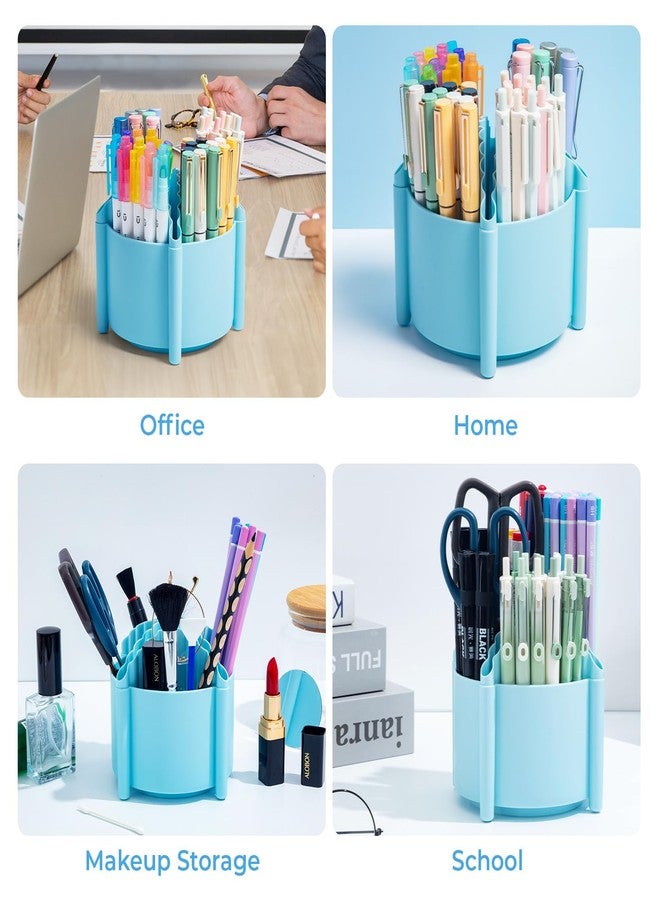 ام اند جي حامل أقلام دوار 360 درجة من إم آند جي لتنظيم المكتب، حامل أقلام مكتبي بأربعة أقسام، منظمات مكتبية ولوازم تخزين أدوات مكتبية، كوب أقلام لطيف للمدرسة والمكتب والمنزل (أزرق) - Image 5