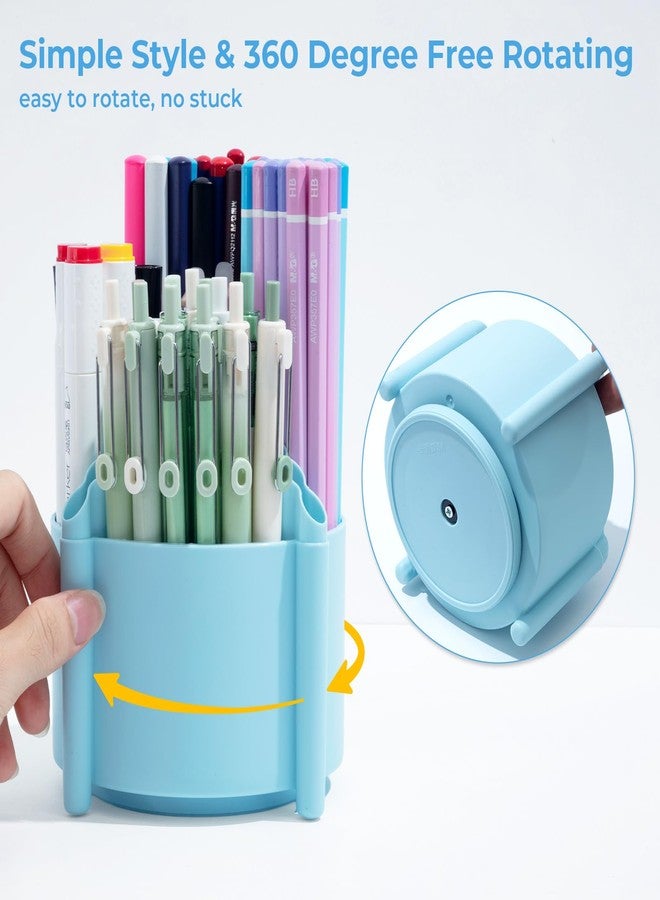 ام اند جي حامل أقلام دوار 360 درجة من إم آند جي لتنظيم المكتب، حامل أقلام مكتبي بأربعة أقسام، منظمات مكتبية ولوازم تخزين أدوات مكتبية، كوب أقلام لطيف للمدرسة والمكتب والمنزل (أزرق) - Image 3